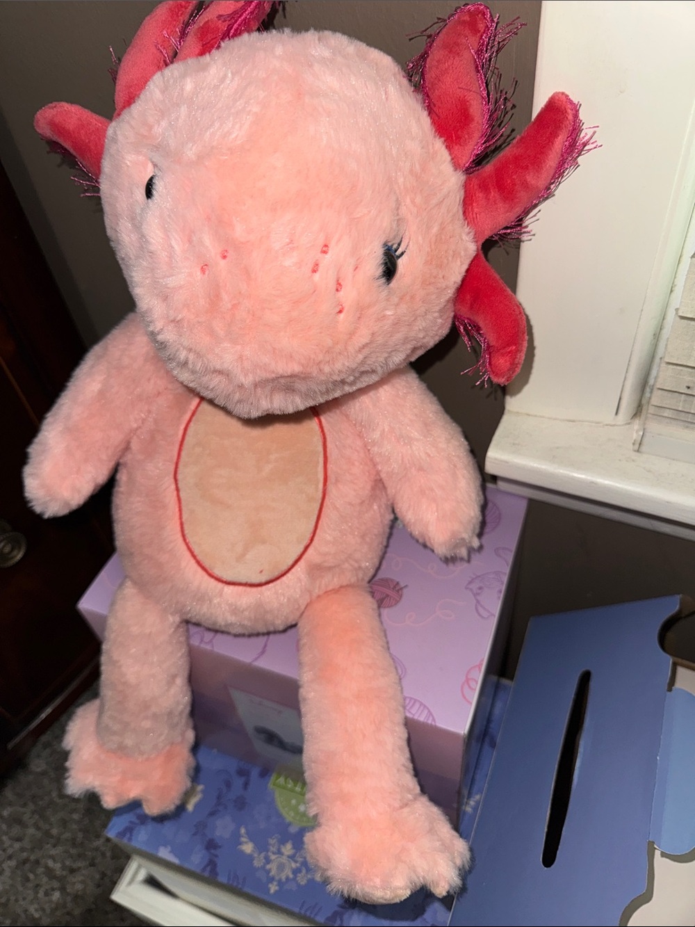 Plush Pink Axolotl Stuffed Animal Toy - Soft Cuddly Companion